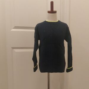 New!Crewcuts Navy Boys Wool Blend Sweater with Neon Yellow Trim